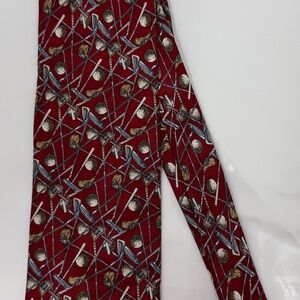 MUSEUM ARTIFACTS vintage Handmade 100% Silk‎ Tie Men's Red  Golf Tie